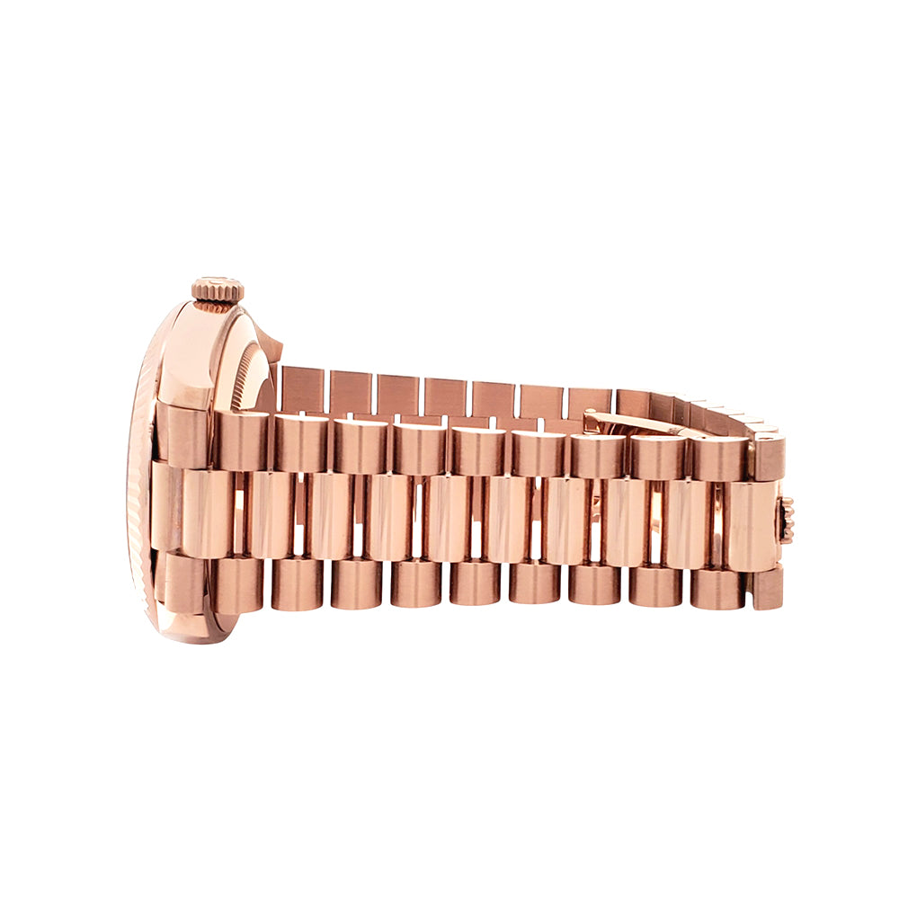 2022 Rolex Day-Date Factory Sundust Baguette Diamond Dial Rose Gold Fluted Bezel 40mm Watch Box Papers 228235