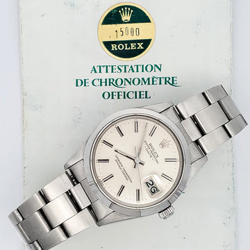 Rolex Oyster Perpetual Date 34mm Silver Index Dial Oyster 15000 Watch