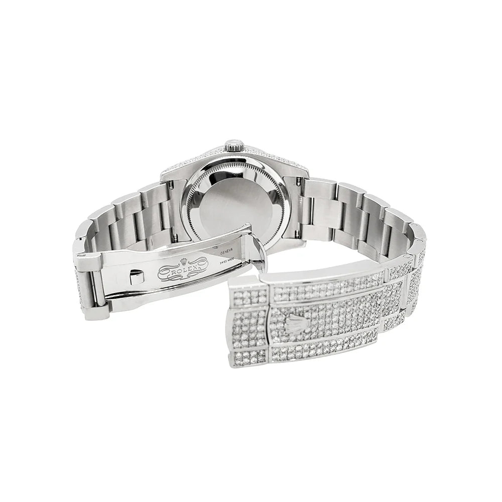Rolex Datejust 36mm 116200 12.4CT Diamond Emeralds Bezel/Case/Bracelet/Silver Tuxedo Dial Steel Watch Box Papers