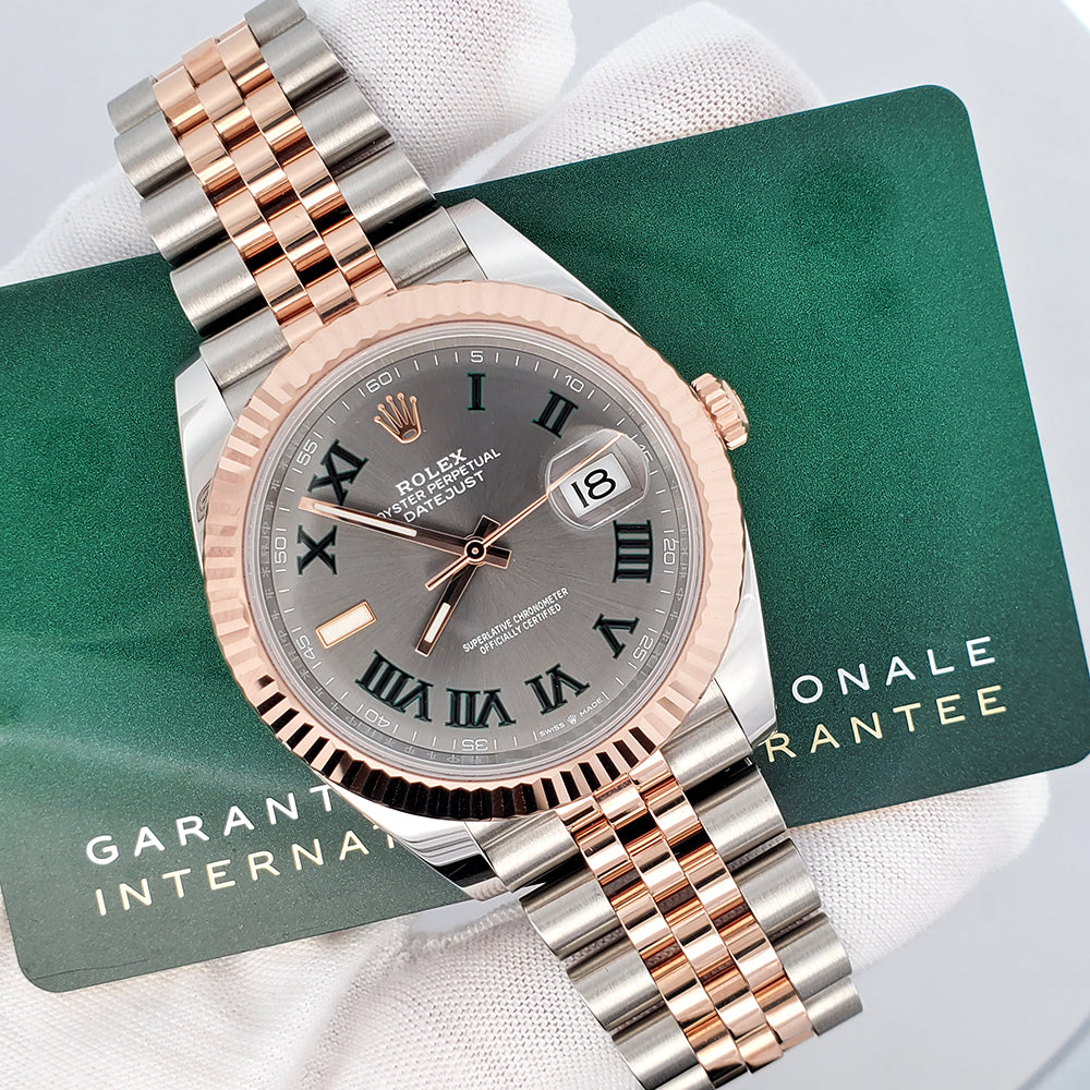 Unworn 2023 Rolex Datejust 41 Wimbledon Dial 2-tone Rose Gold/Steel Jubilee Watch 126331 Box Papers