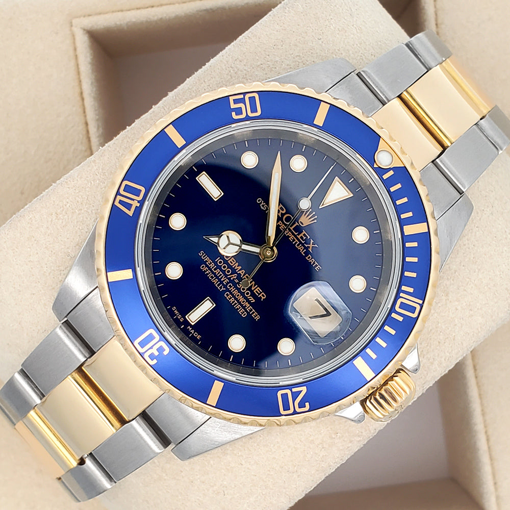 Rolex Submariner Date 40mm Blue Dial Yellow Gold/Steel Watch 16613
