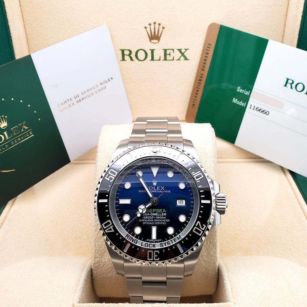 Certified Rolex Sea-Dweller Deepsea D-Blue James Cameron Steel Oyster 44mm Watch 116660 Box Papers