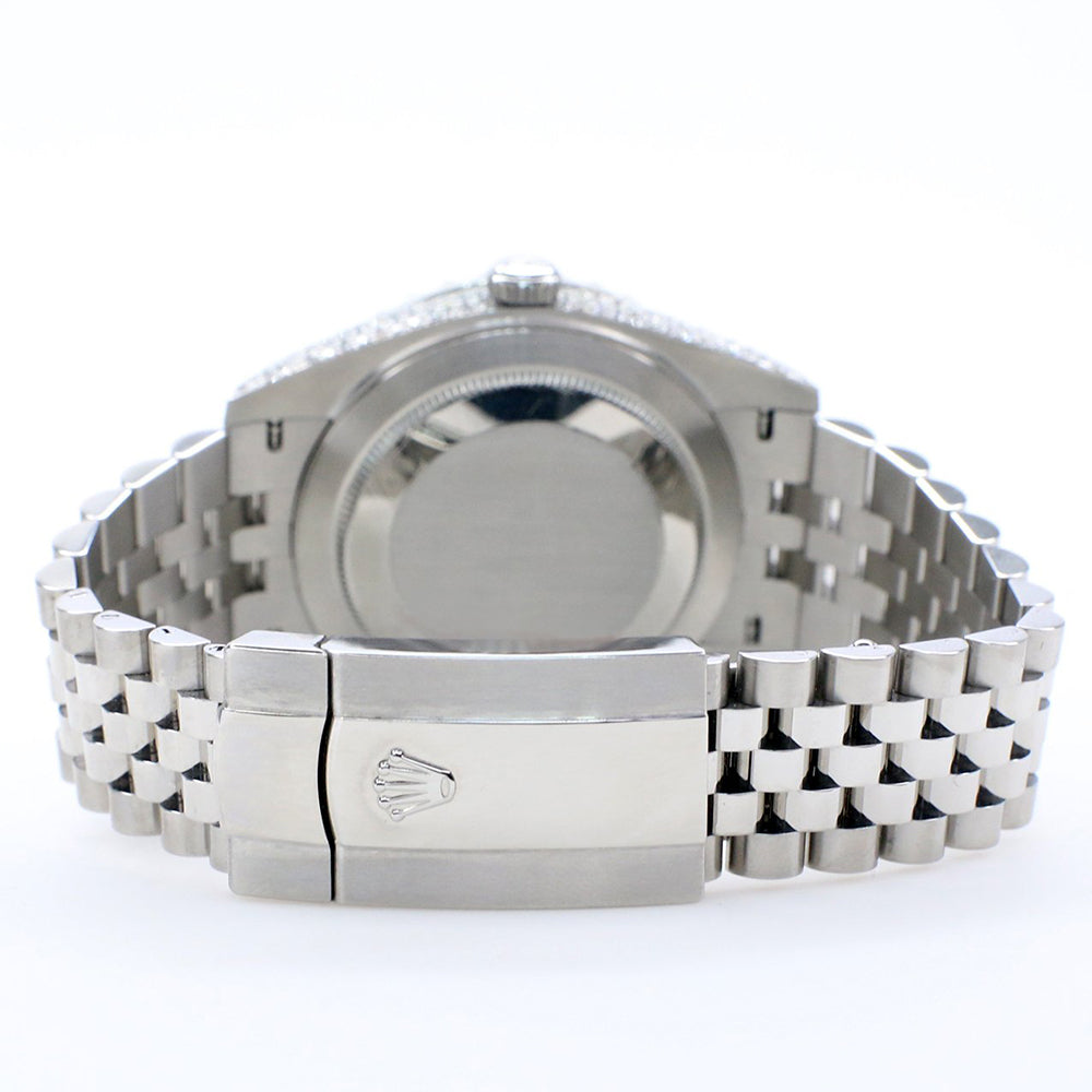 Rolex Datejust 41 5.9CT Diamond Bezel/Lugs/Sides/White Roman Dial Jubilee Watch 126300 Box Papers