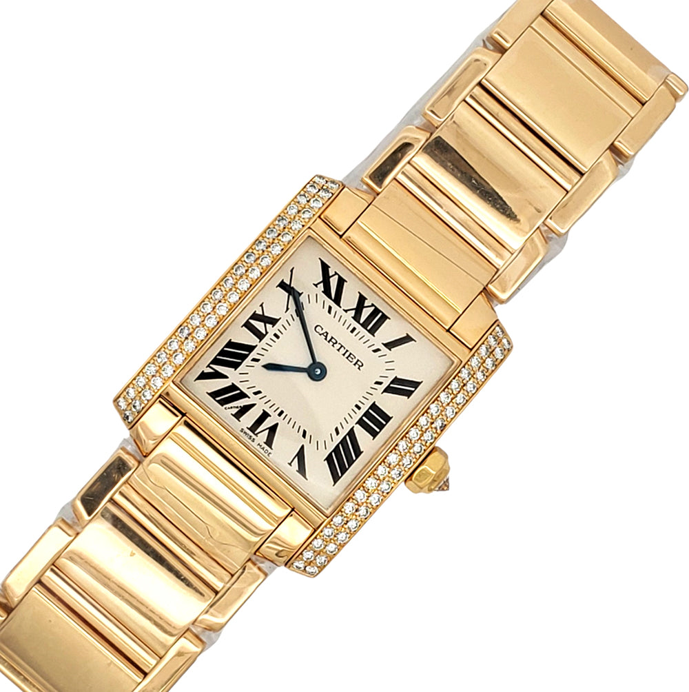 Cartier Tank Française Midsize Factory Diamond Yellow Gold 25mm Watch W50003N2 1821