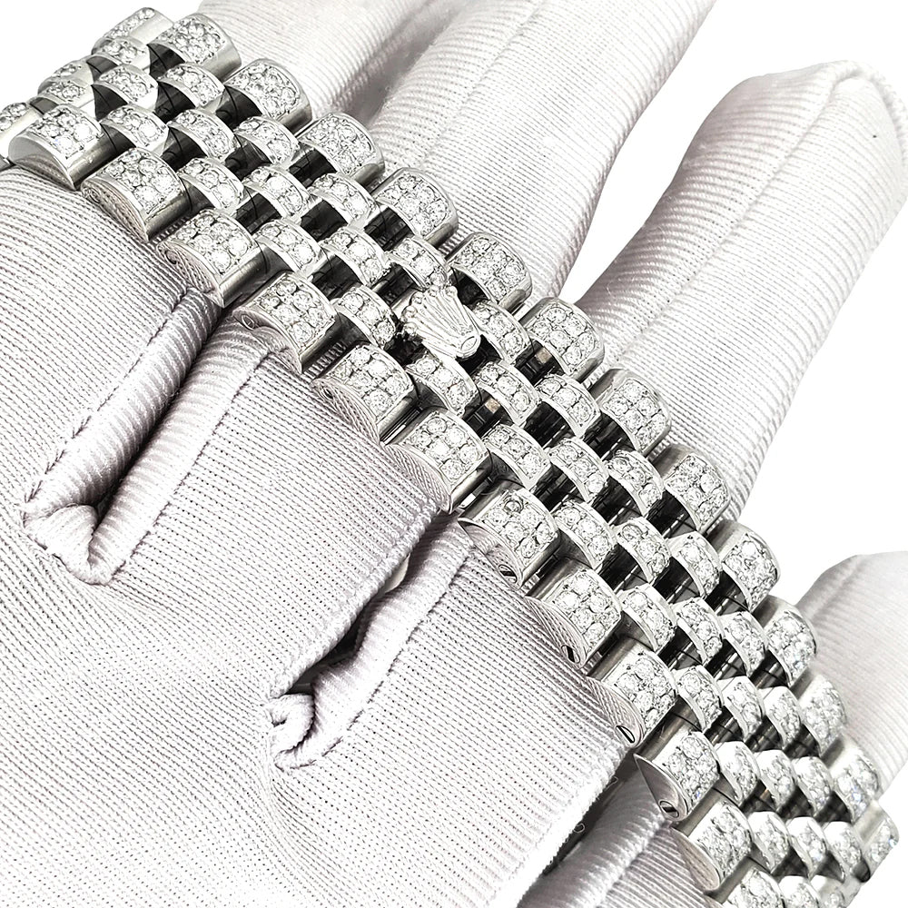 Rolex Datejust 36mm Pave 10.2ct Iced Diamond Silver Decorated Blue Arabic Dial Jubilee Watch 116200 Box Papers