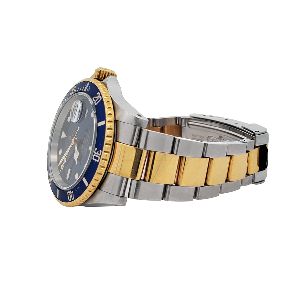 Rolex Submariner Date 40mm Blue Dial/Bezel 2-Tone Yellow Gold/Stainless Steel Watch 16613 Box Papers
