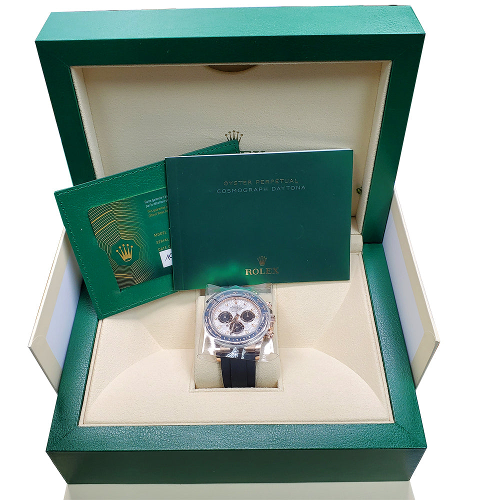 Rolex Cosmograph Daytona 40mm Meteorite Dial Black Oysterflex Strap Everose Gold Watch 116515LN Box Papers