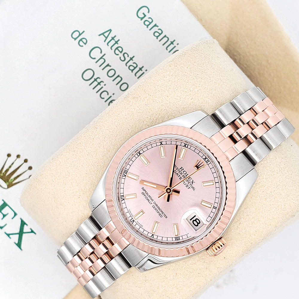 Rolex Datejust 31mm 2-tone Rose Gold/Steel 178271 Fluted Bezel Jubilee Watch Box Papers