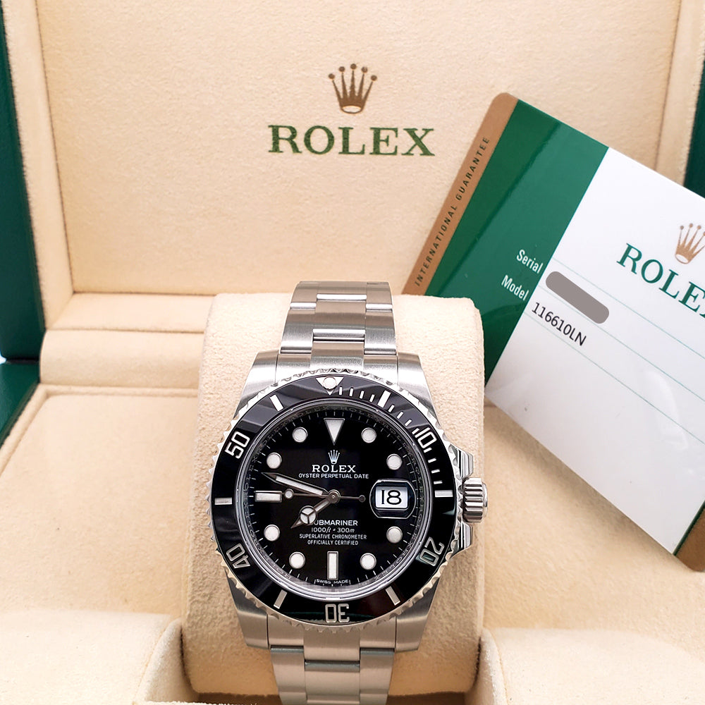 Rolex Submariner Date 40mm Black Dial Steel Watch 116610LN Box Papers