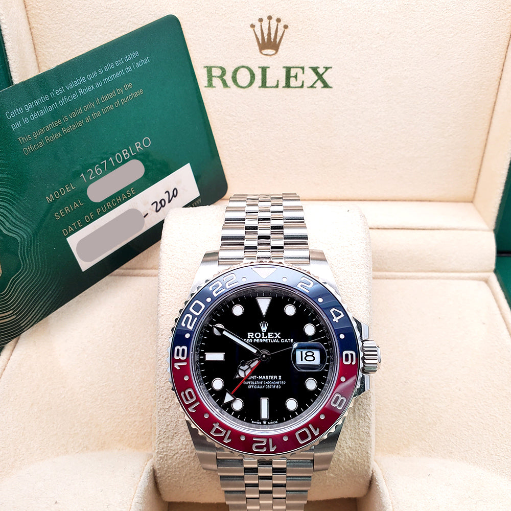 2020 Rolex GMT-Master II 40mm Pepsi Red/Blue Steel Jubilee Watch 126710BLRO Box Papers
