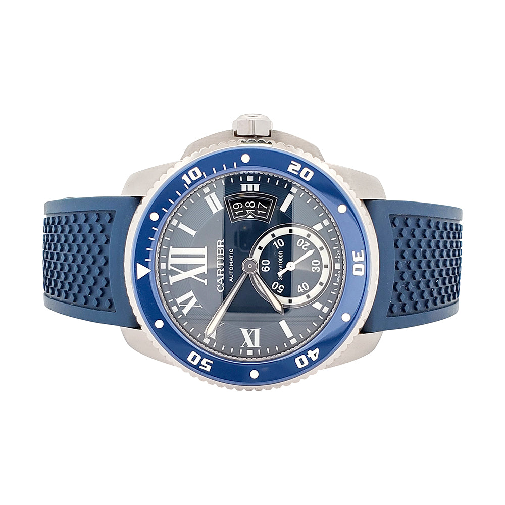 Calibre de Cartier Diver 44mm Blue Bezel/Roman Dial Steel Watch 3729 W7100056