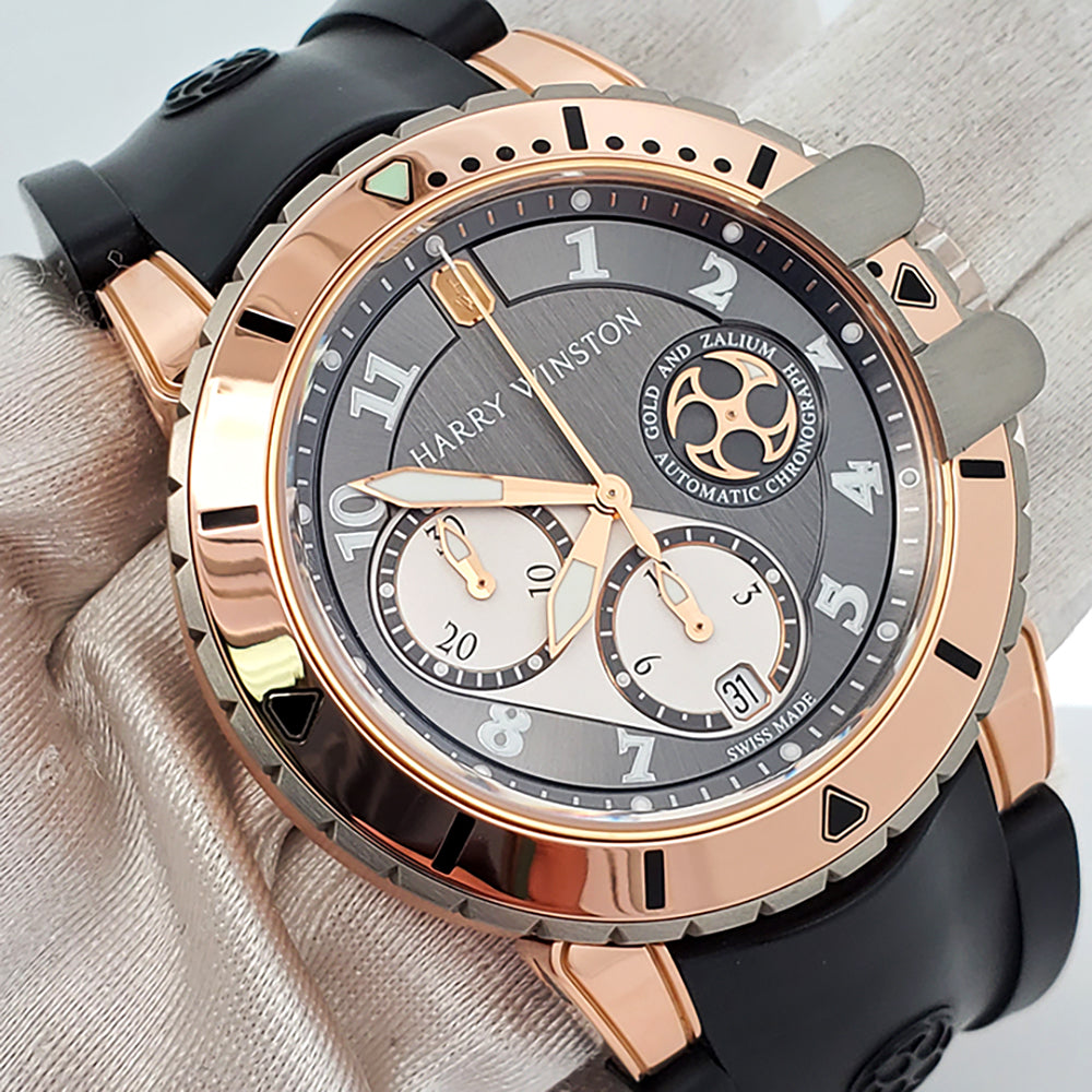 Harry Winston Ocean Diver Rose Rubber Strap | 410 MCA44RZ