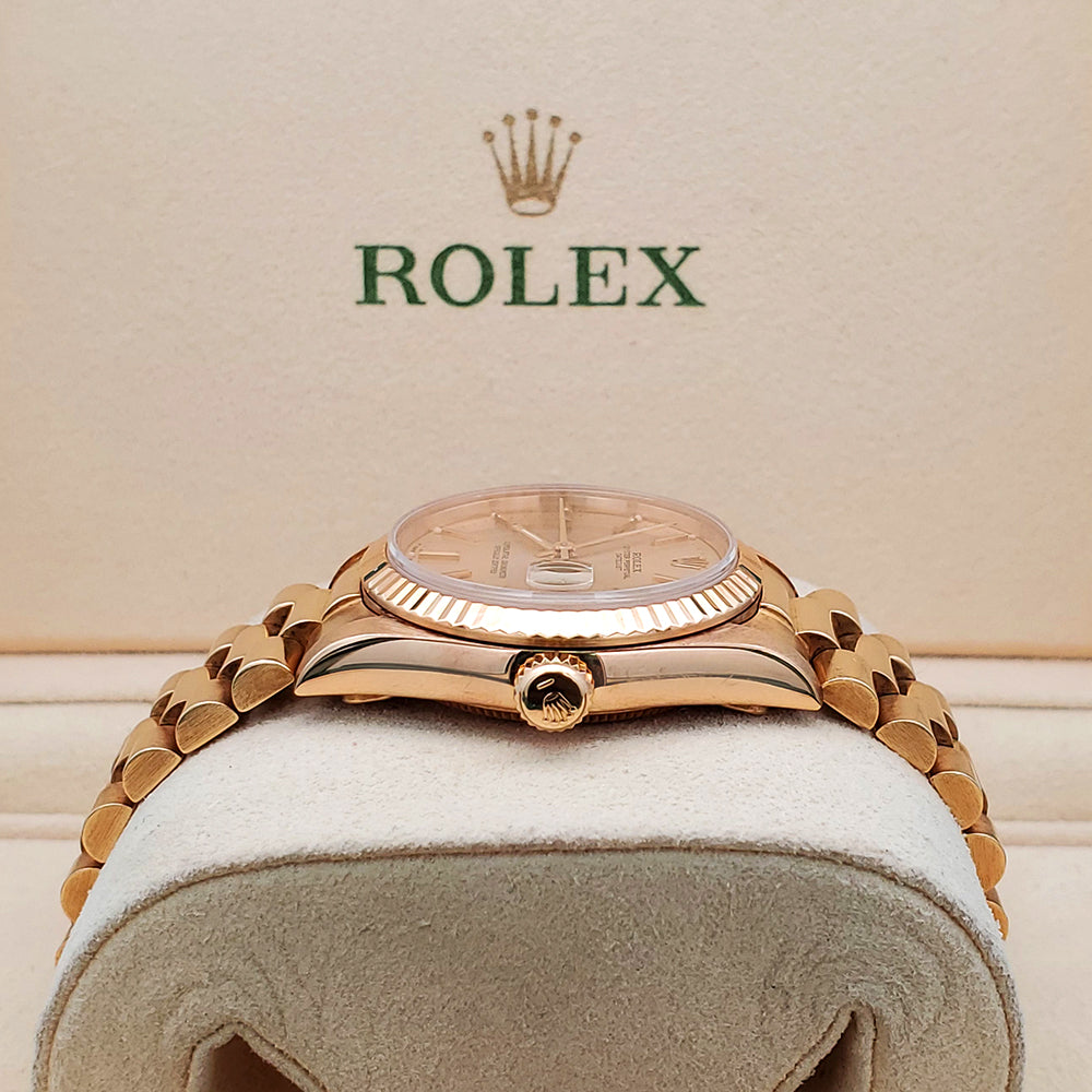 Rolex President Datejust 31mm Champagne Stick Dial Yellow Gold Watch 68278 Box Papers