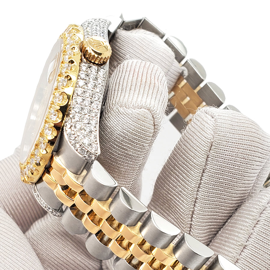 Rolex Datejust 31mm 2-Tone 178273 Champagne Floral Dial 4.4ct Diamond