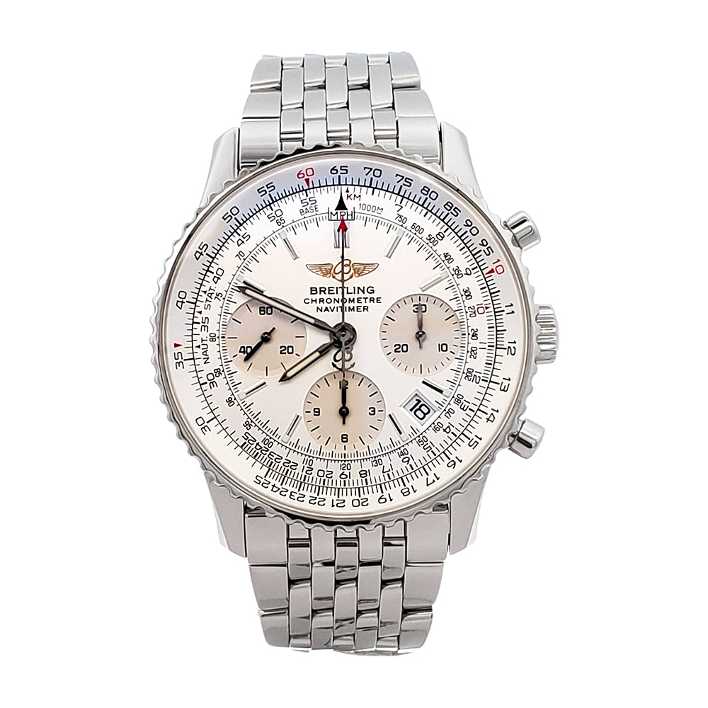 Breitling Navitimer Chronograph 42mm Silver Dial Automatic Steel Mens Watch A23322