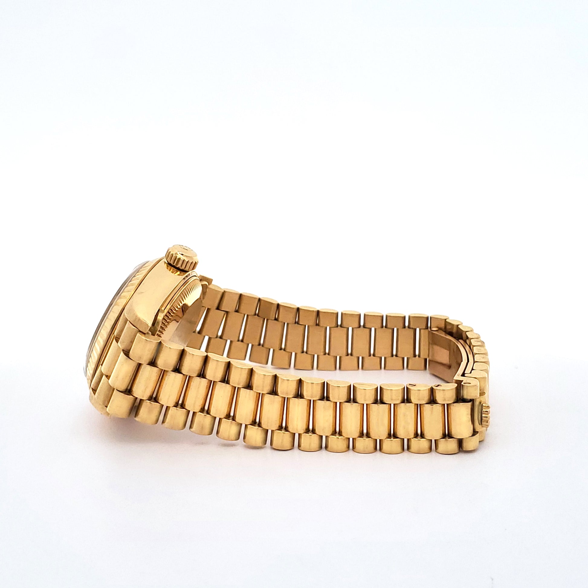 Rolex President Ladies Datejust 26mm White Roman Yellow Gold Watch 69178