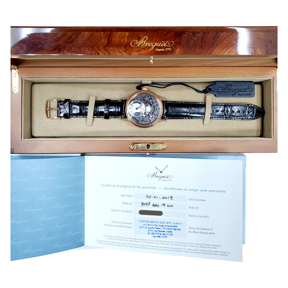 2019 Mint Breguet Skeleton Tradition Retrograde Rose Gold 40mm 7097BR/G1/9WU Watch Box/Papers/Tag