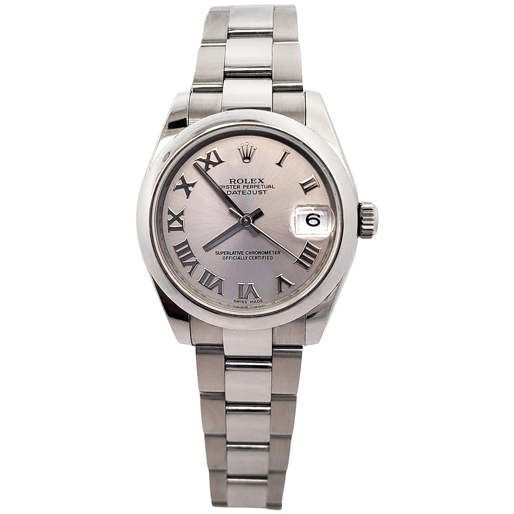 Rolex Datejust Midsize Silver Roman Steel Oyster 31mm Watch 178240