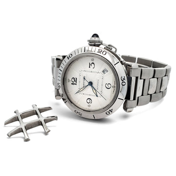 Cartier Pasha 38mm Silver Dial Steel Grid Unisex Watch W31040H3 2379