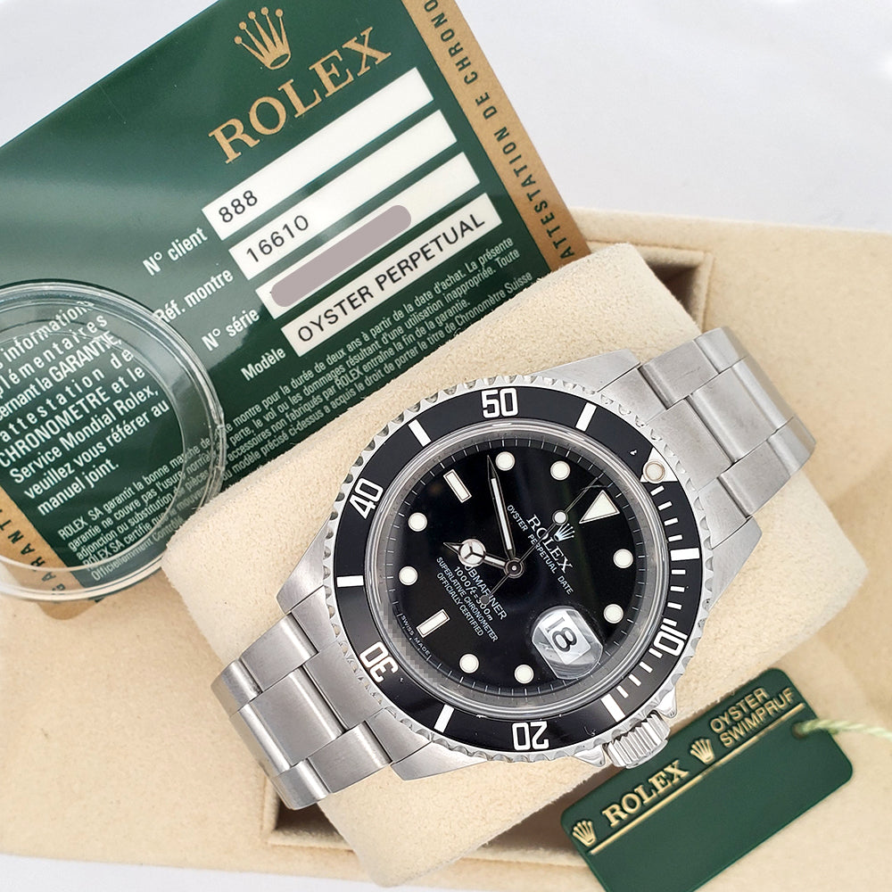Rolex Submariner Date 16610 Engraved Rehaut 40mm Steel | ElegantSwiss