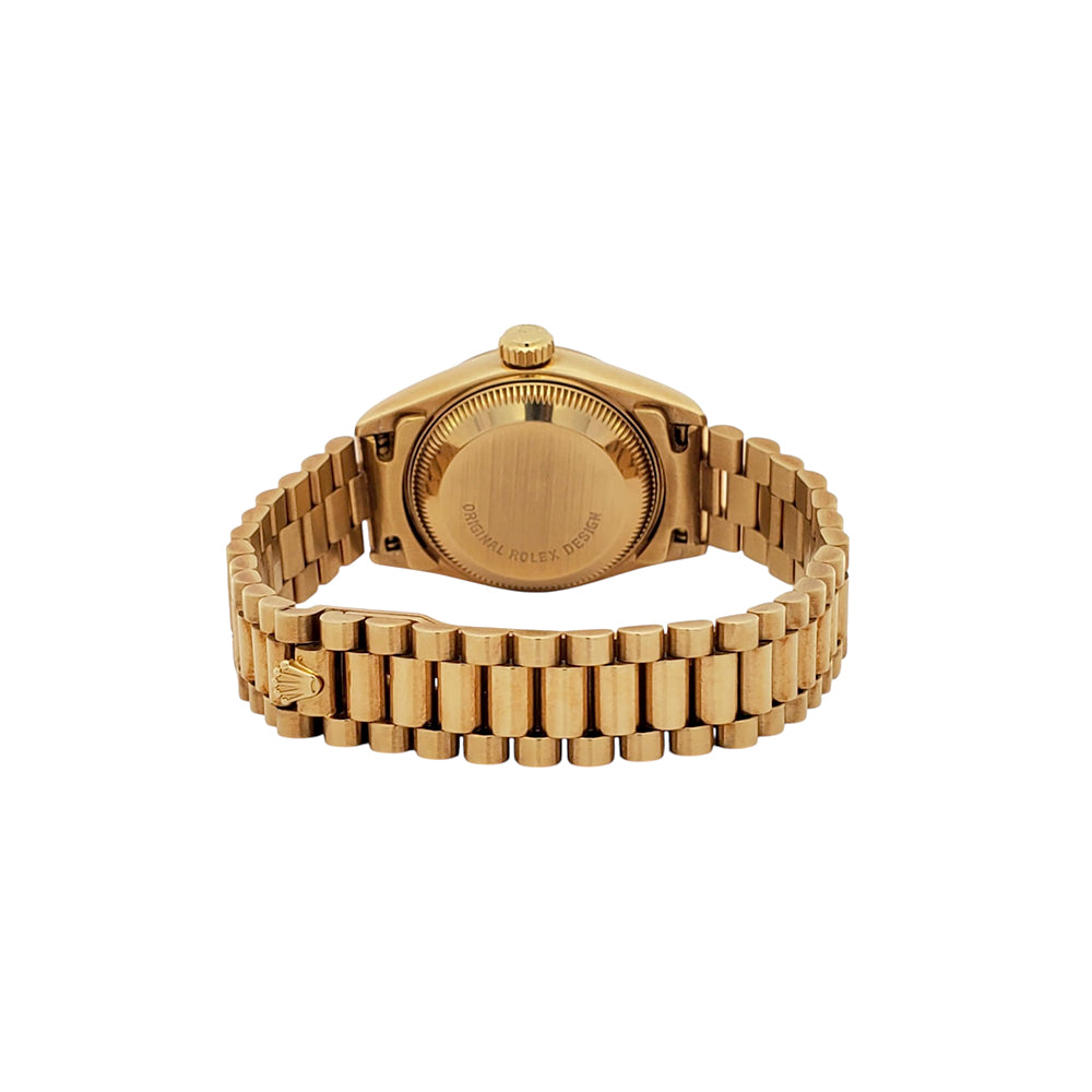 Rolex President Ladies 26mm Factory Champagne Diamond Dial Yellow Gold Watch 69178