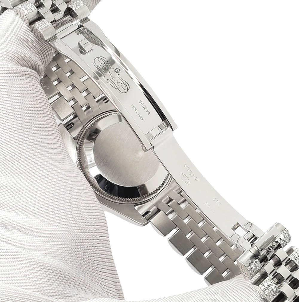 Rolex Datejust 31mm Black Sunbeam Dial 3.30ct Diamond Bezel/Bracelet Steel Watch 178240