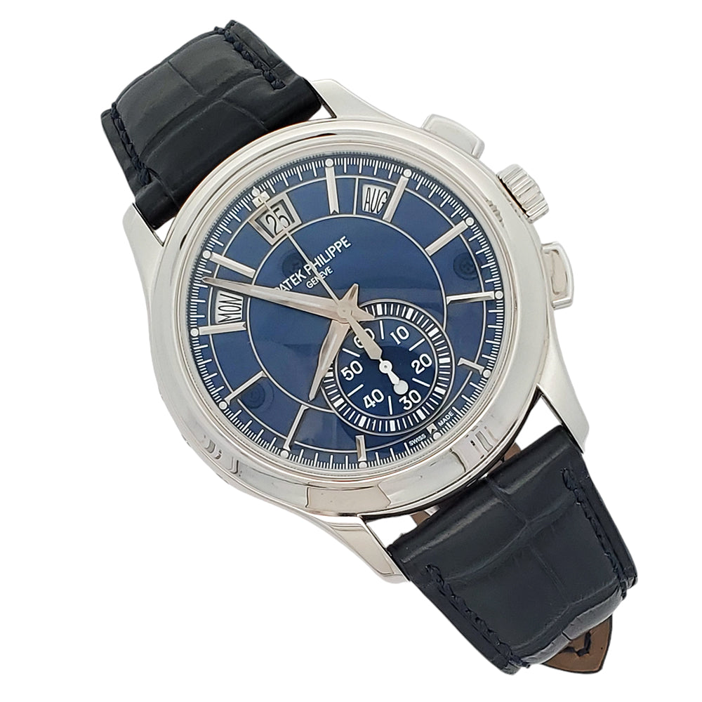 Patek Philippe Complications Annual Calendar Blue Baguette Chronograph 5905P 001 Watch Box Papers