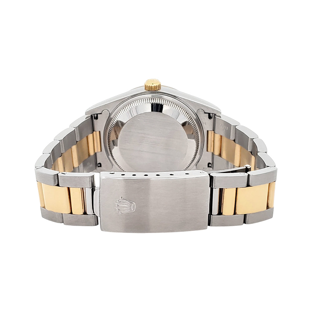 Rolex Date 34mm White Roman Dial 2-Tone Yellow Gold/Steel Oyster 15223 Watch