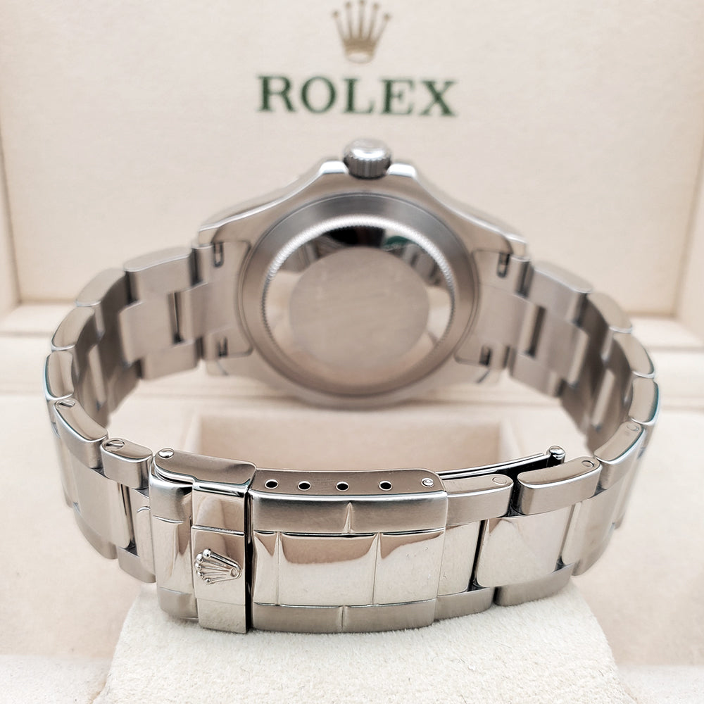 Rolex Yacht-Master 40mm Platinum Bezel Silver Dial Oyster Steel Watch 16622 Box Papers