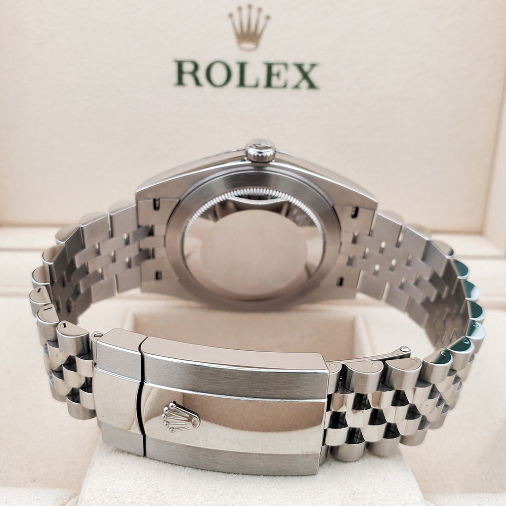 2021 Rolex Datejust 41 126334 Factory Diamond Blue Fluted Bezel Jubilee Steel Watch Box Papers