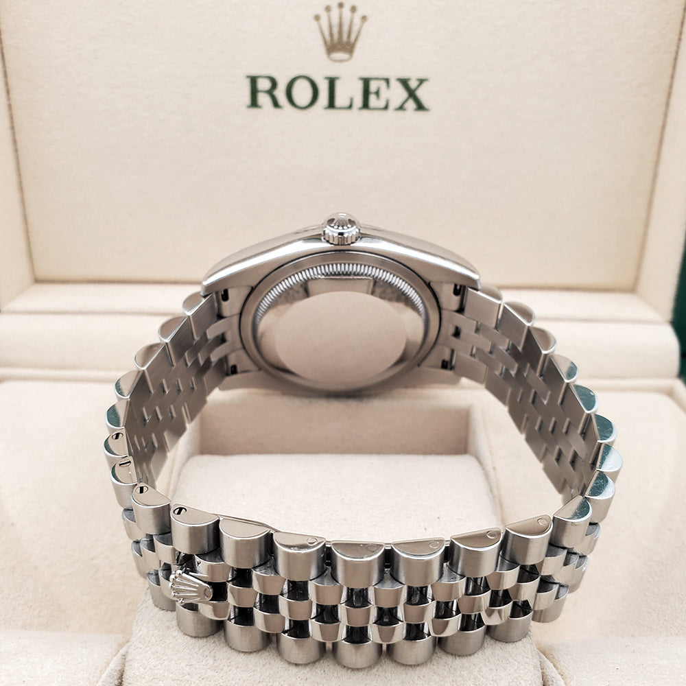 Rolex Datejust 36mm Black Roman White Gold Fluted Bezel Steel Jubilee Watch 116234 Box Papers