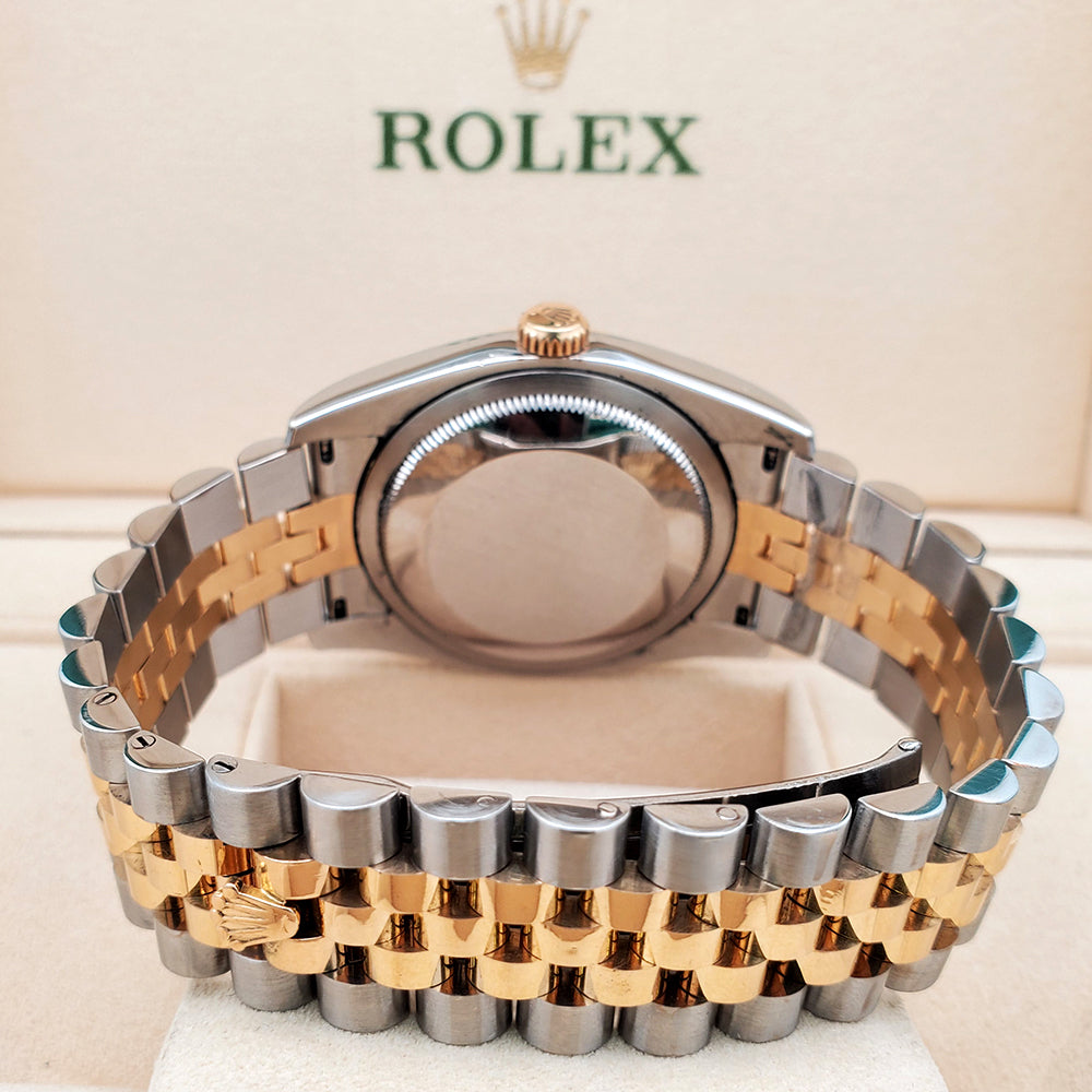 Rolex Datejust 36mm Factory Black Diamond 2-Tone Yellow Gold/Steel Jubilee Watch 116233 Box Papers