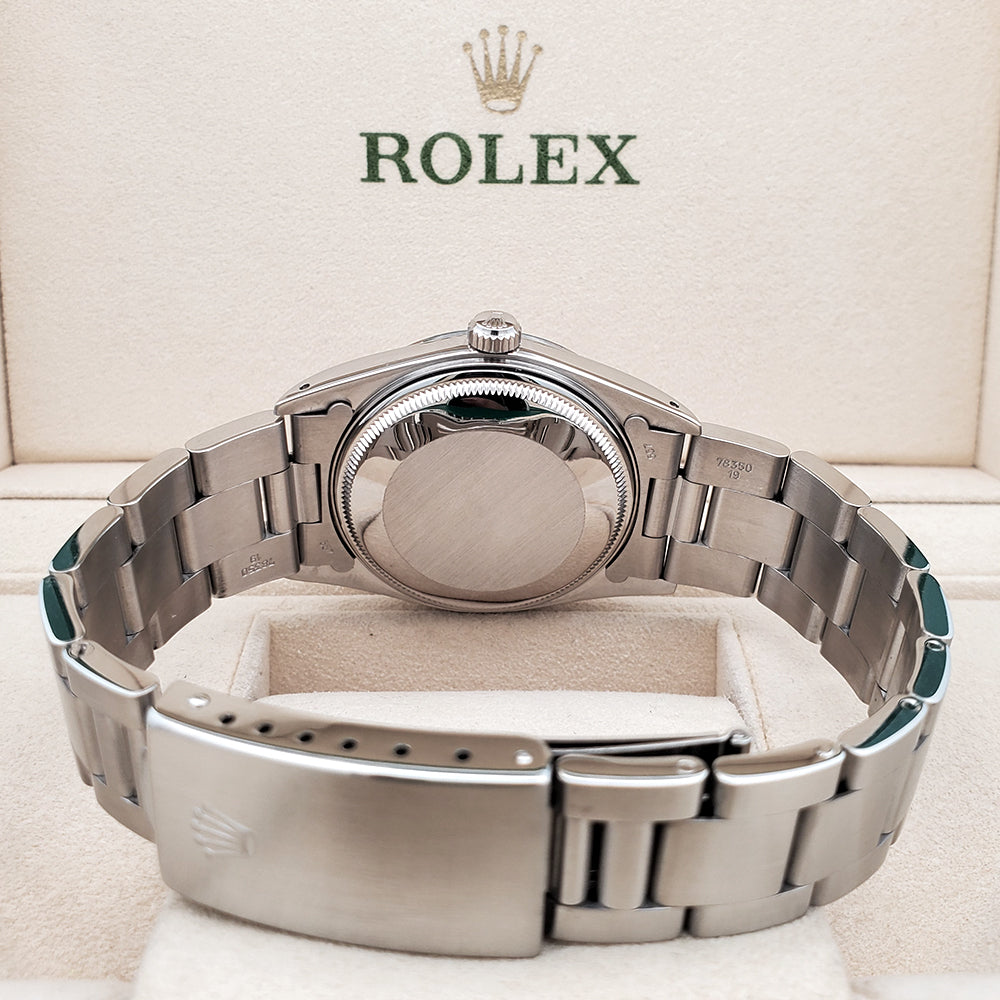 Rolex Oyster Perpetual Date 34mm White Roman Steel Oyster 15000 Watch Box Papers