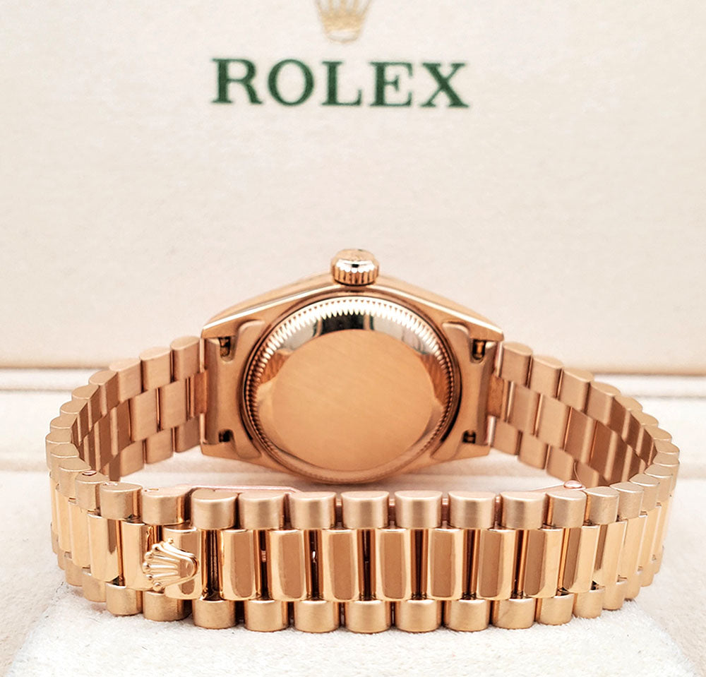 Rolex President Ladies 26mm Champagne Index Yellow Gold Watch 69178 Box Papers