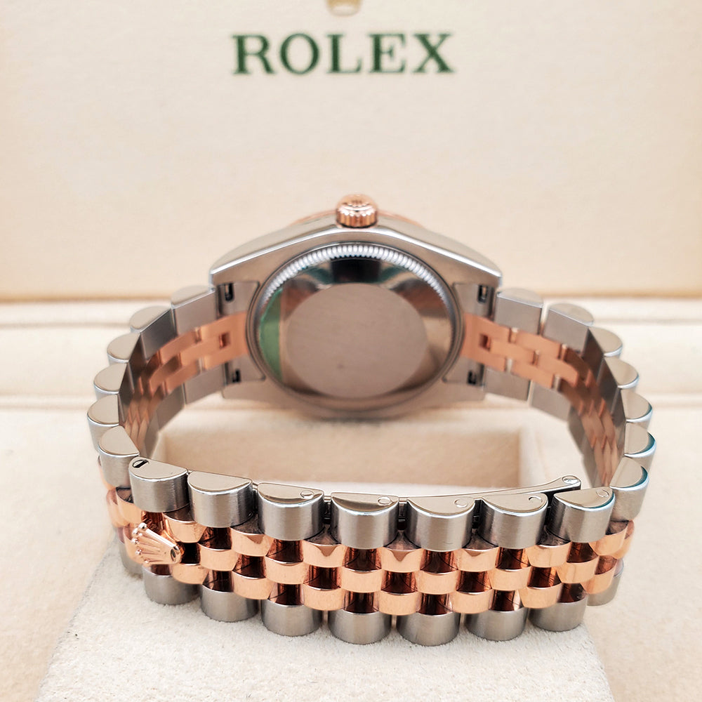 Rolex Datejust 31mm Scattered Diamond Bezel White Roman 2-tone Rose Gold/Steel Watch Box Papers