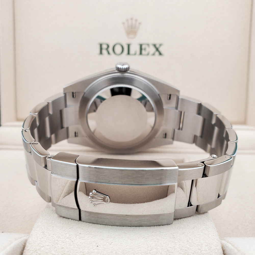 Unworn Rolex Datejust 41 126300 Blue Motif Dial Stainless Steel Oyster Watch 2023 Box Papers