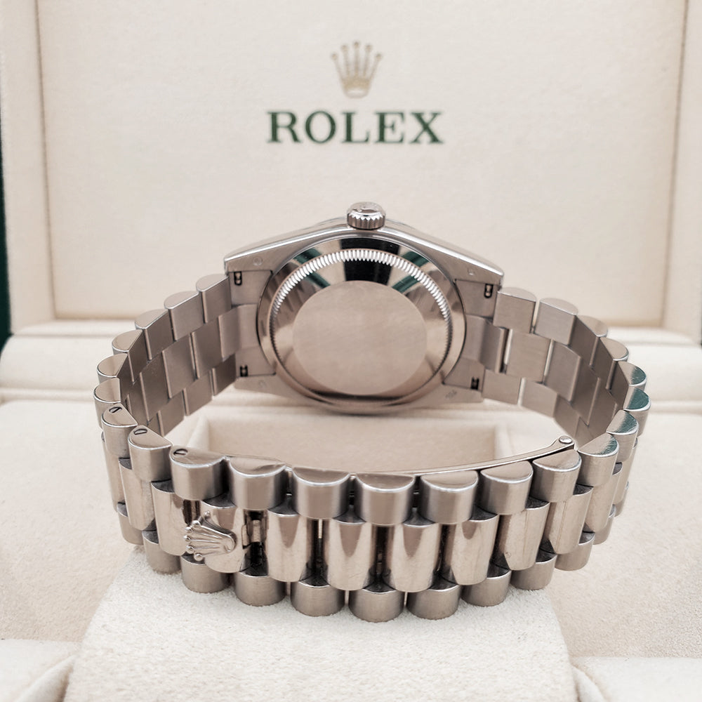 Rolex President Day-Date 36mm 118239 Factory Silver Diamond Dial White Gold Watch Box Papers