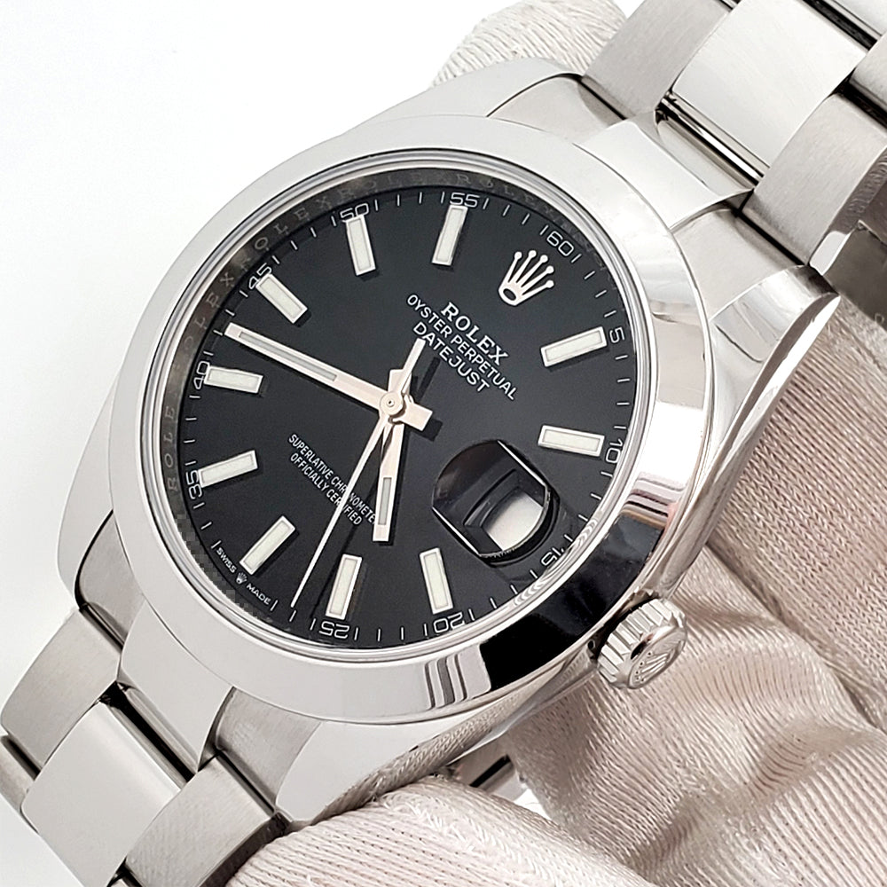 2019 Rolex Datejust 41mm Black Index Dial Steel Oyster Watch 126300 Box/Papers/Tag