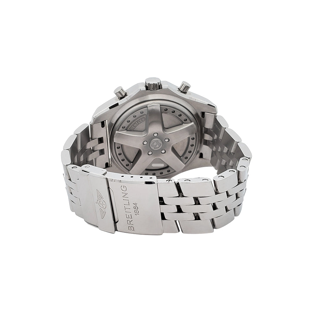 Breitling Bentley 6.75 Chronograph Ivory Dial Big Date 49mm Steel Watch A44362 Box Papers