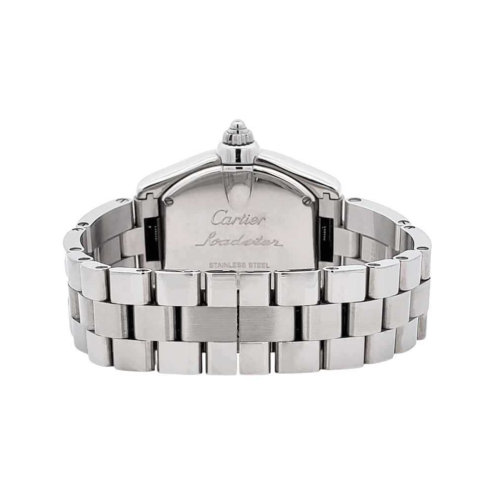 Cartier Roadster 30mm Silver Roman Dial Steel Ladies Watch W62016V3 2675