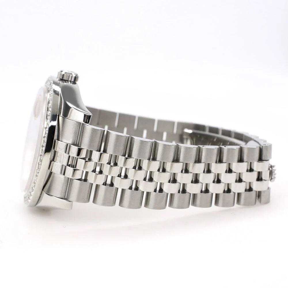 Rolex Datejust 36MM Silver Tuxedo Dial Steel Jubilee Watch with 1.85CT Custom Diamond Bezel 116200