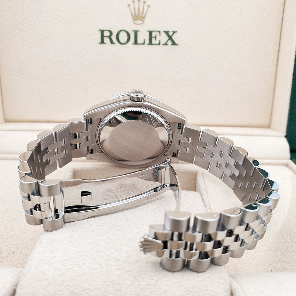 Rolex Datejust 31mm Custom 1.35ct Diamond Bezel/White MOP Diamond Dial Steel Jubilee Watch 178274 Box Papers