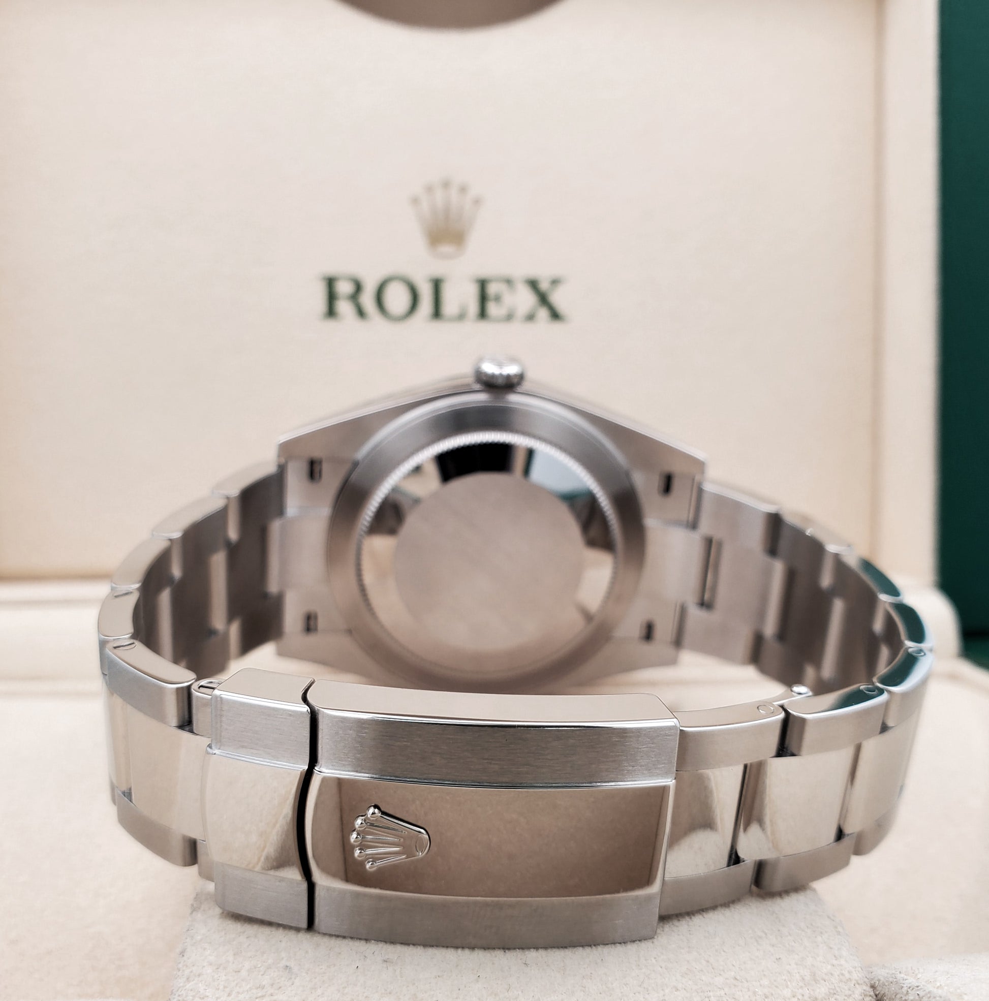 2023 Unworn Rolex Datejust 41 Mint Green White Gold Fluted Bezel Steel Oyster Watch 126334 Box Papers