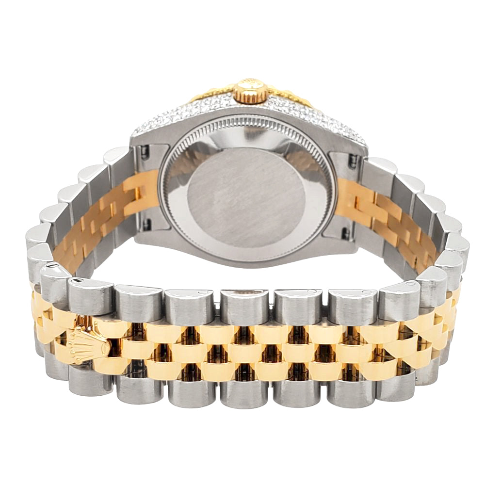 Rolex Datejust 31mm 2-Tone 178273 White Roman Dial 4.4ct Diamond Bezel