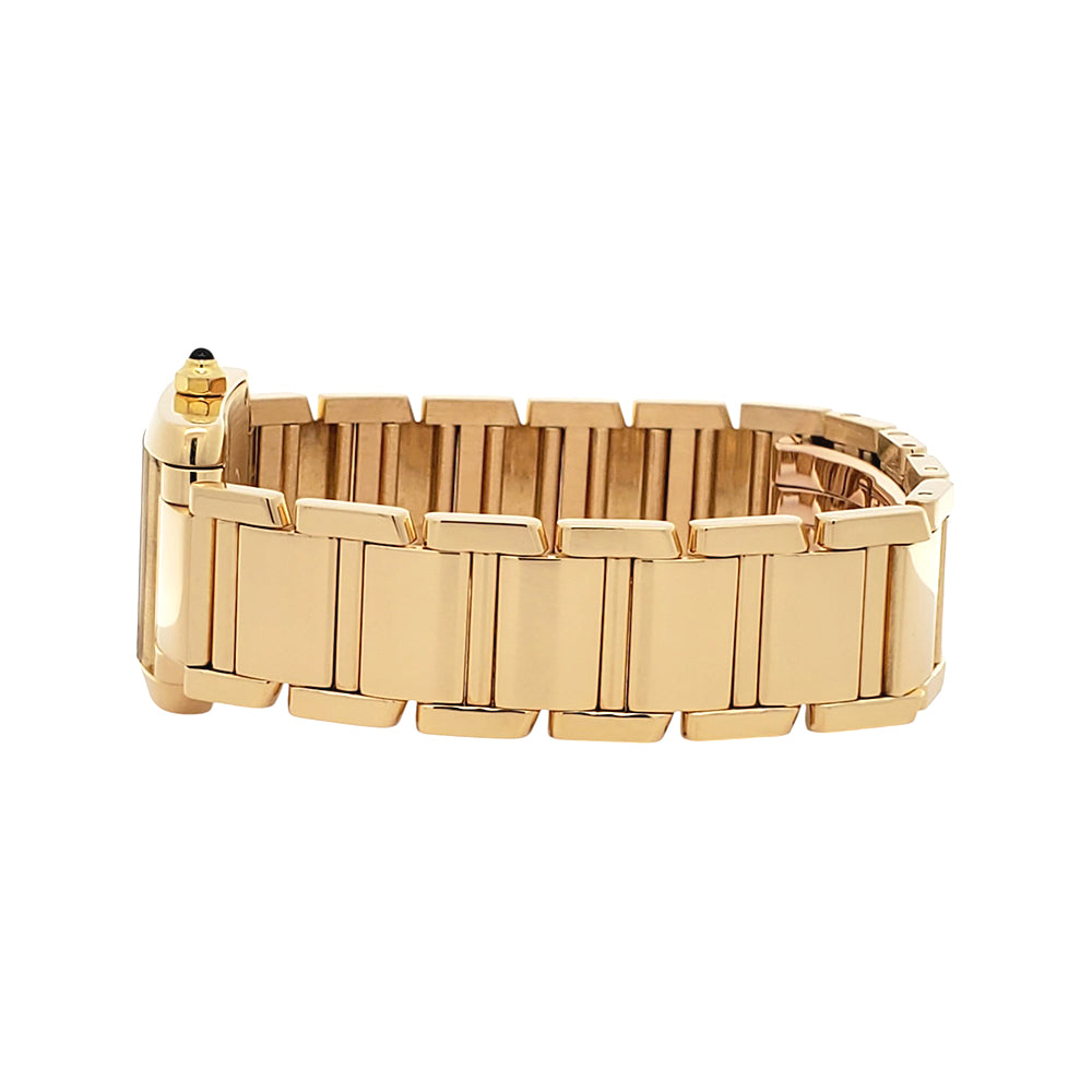 Cartier Tank Francaise Small 20mm 18K Yellow Gold White Roman Dial Ladies Watch 2385 W50002N2