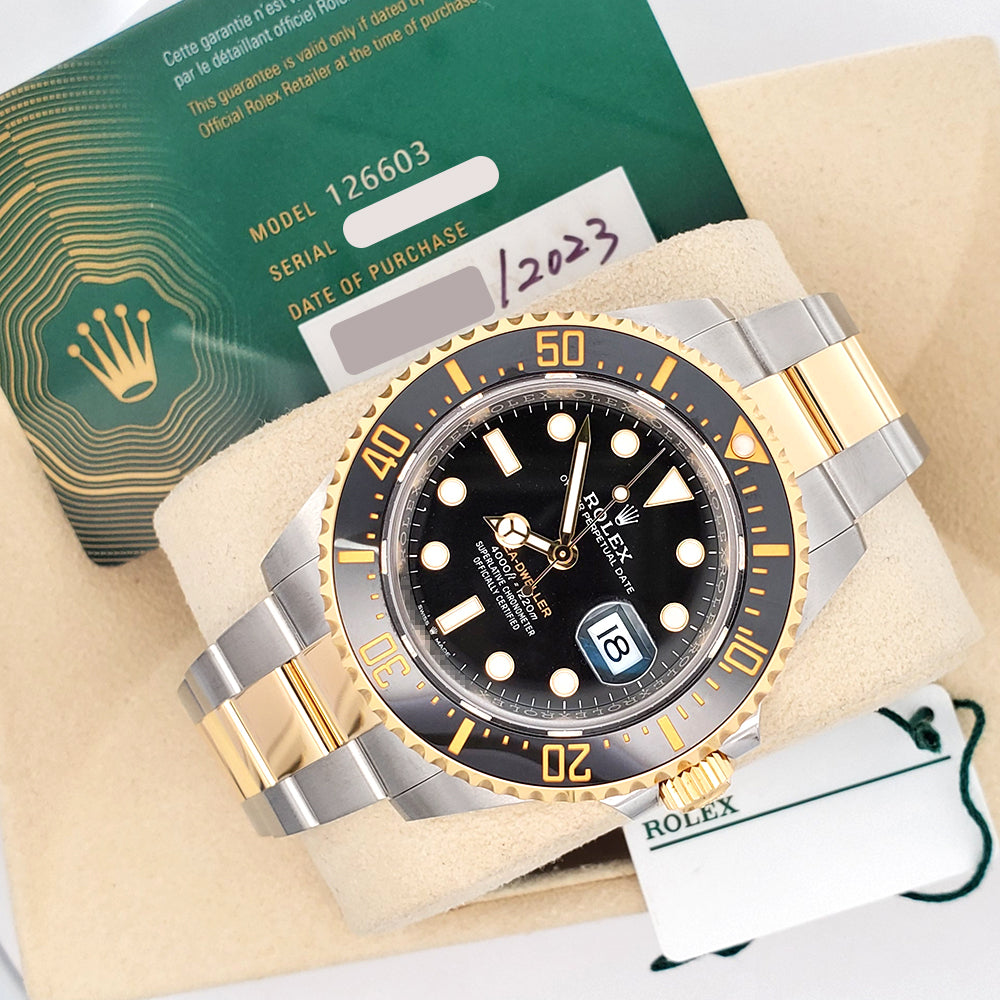 2023 Rolex Sea-Dweller 43mm 126603 Black Ceramic Yellow Gold/Steel Watch Box/Papers/Tag