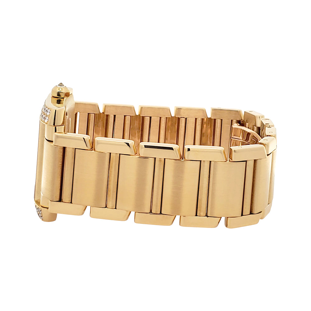 Cartier Large Tank Française Factory Diamond Yellow Gold 28mm Watch 1840 WE101051 Box Booklet