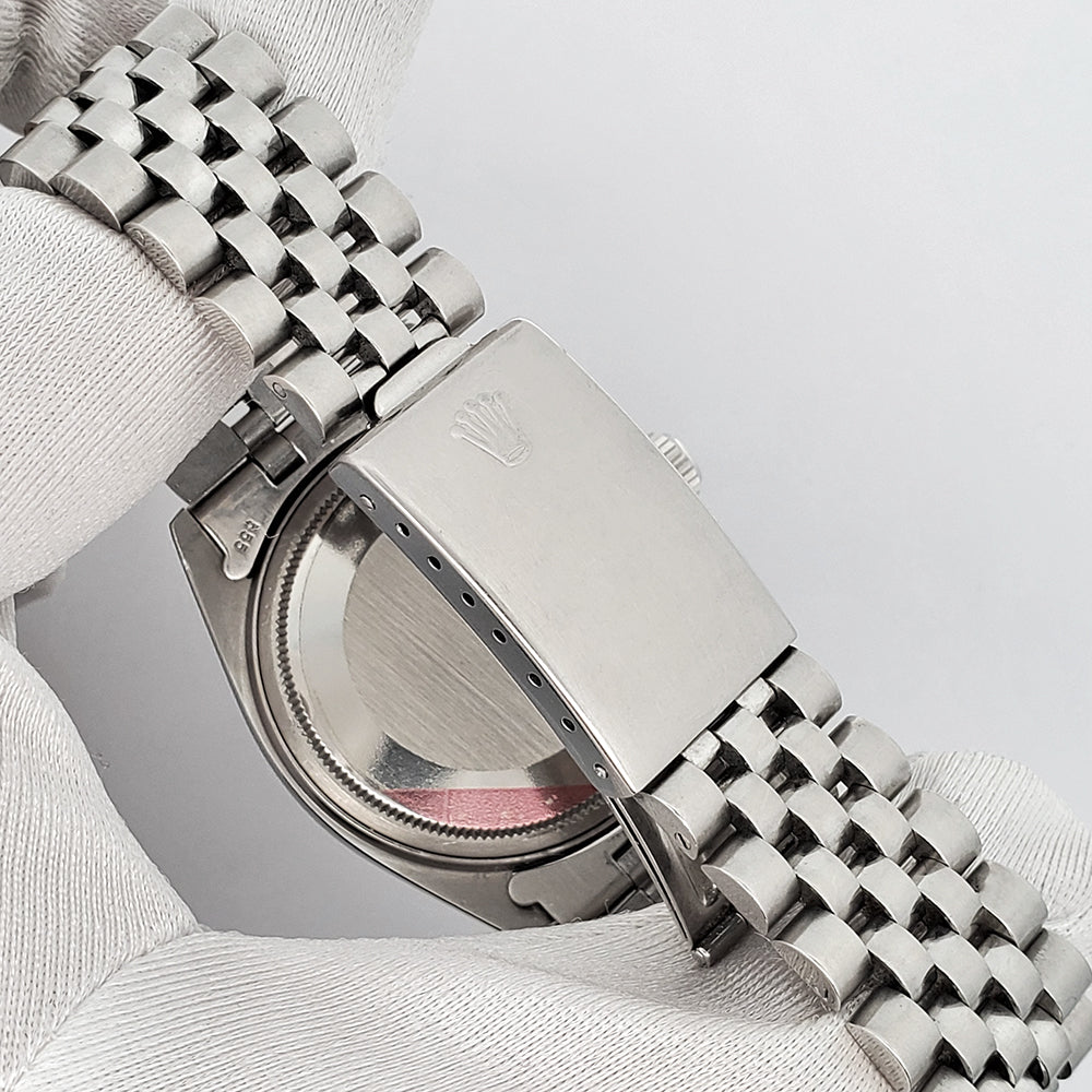 Rolex Datejust 36mm Silver Index Engine Turned Bezel Steel Jubilee Watch 1603 Service Papers