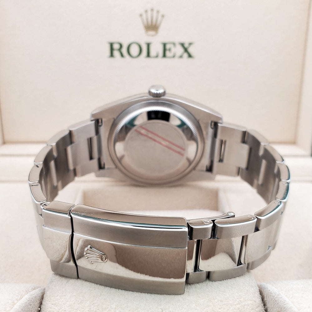 Rolex Datejust 36mm Silver Floral Dial Steel Oyster Watch 116200 Box Papers