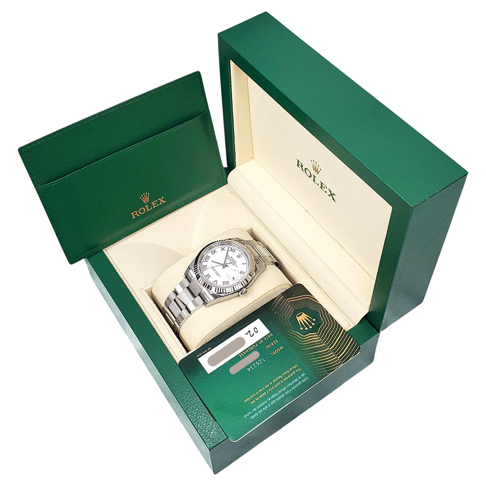 Authentic Rolex Datejust 36mm 126234 White Roman Dial Watch